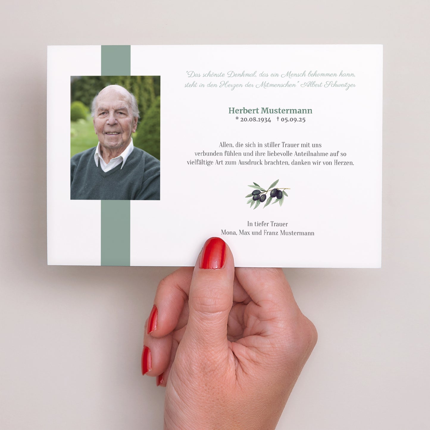 Trauerkarte Landschaft Olivenzweig - Universelle Trauer foto N° 3