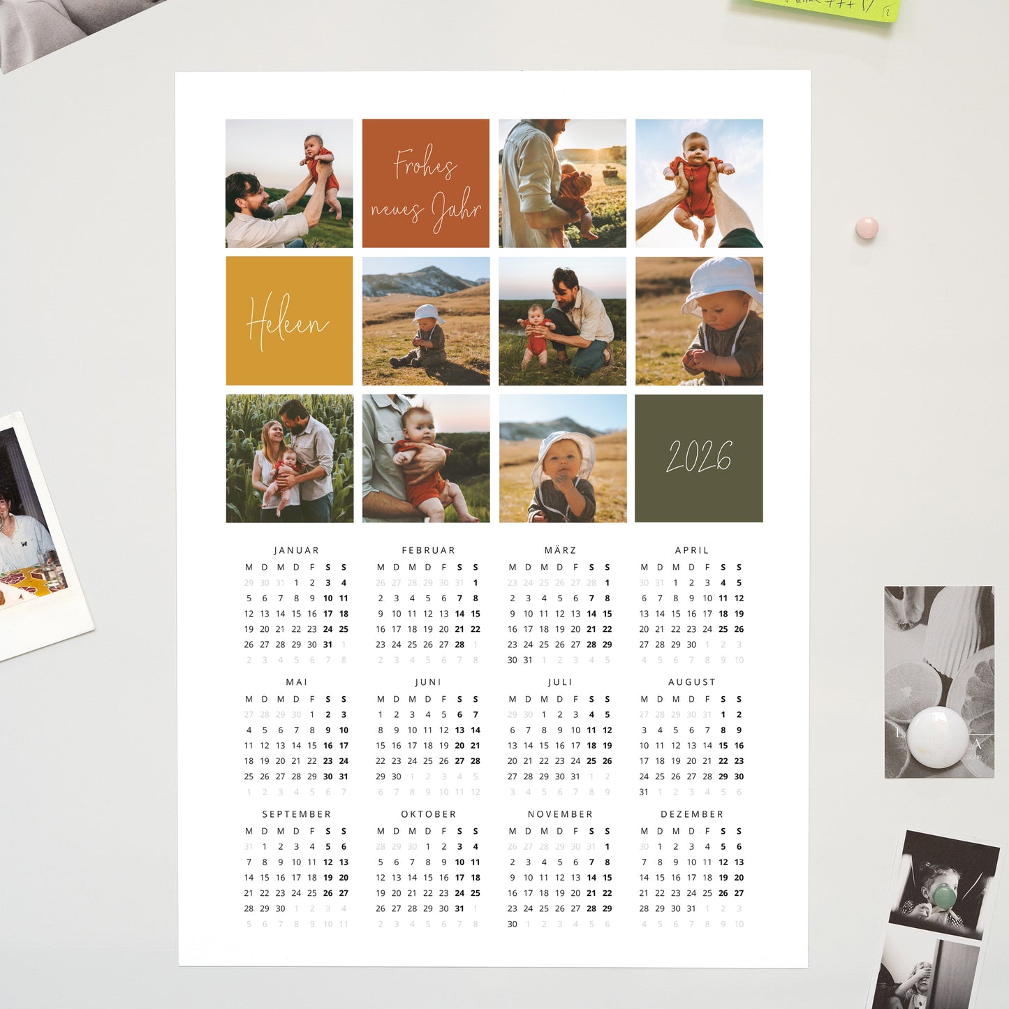 Kalender Weihnachten Magnetischer, einblattkalender hochformat Multifotos und herbstliche Farben foto N° 1