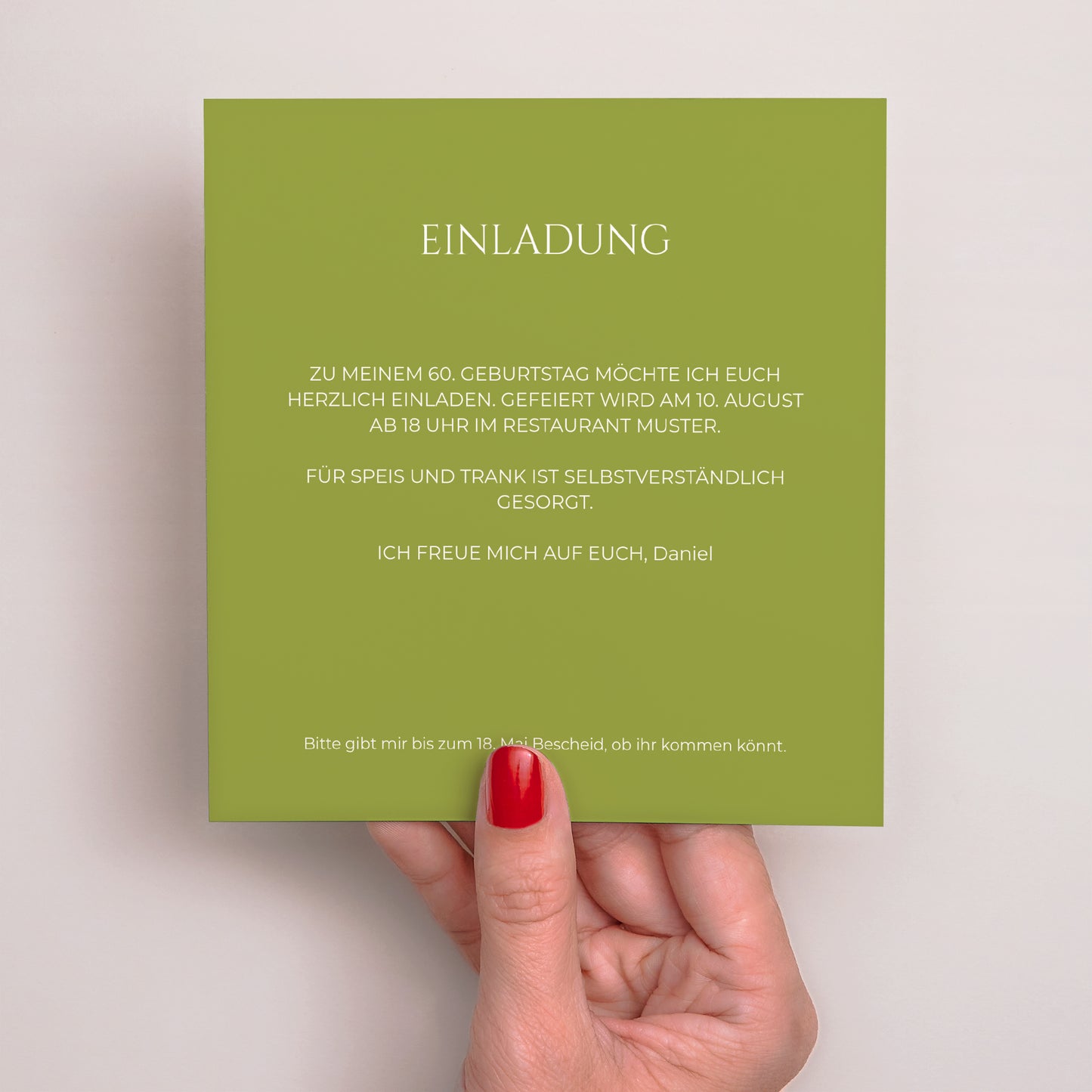Einladungskarte Geburtstag Quadrat Schiefer und Olive foto N° 3