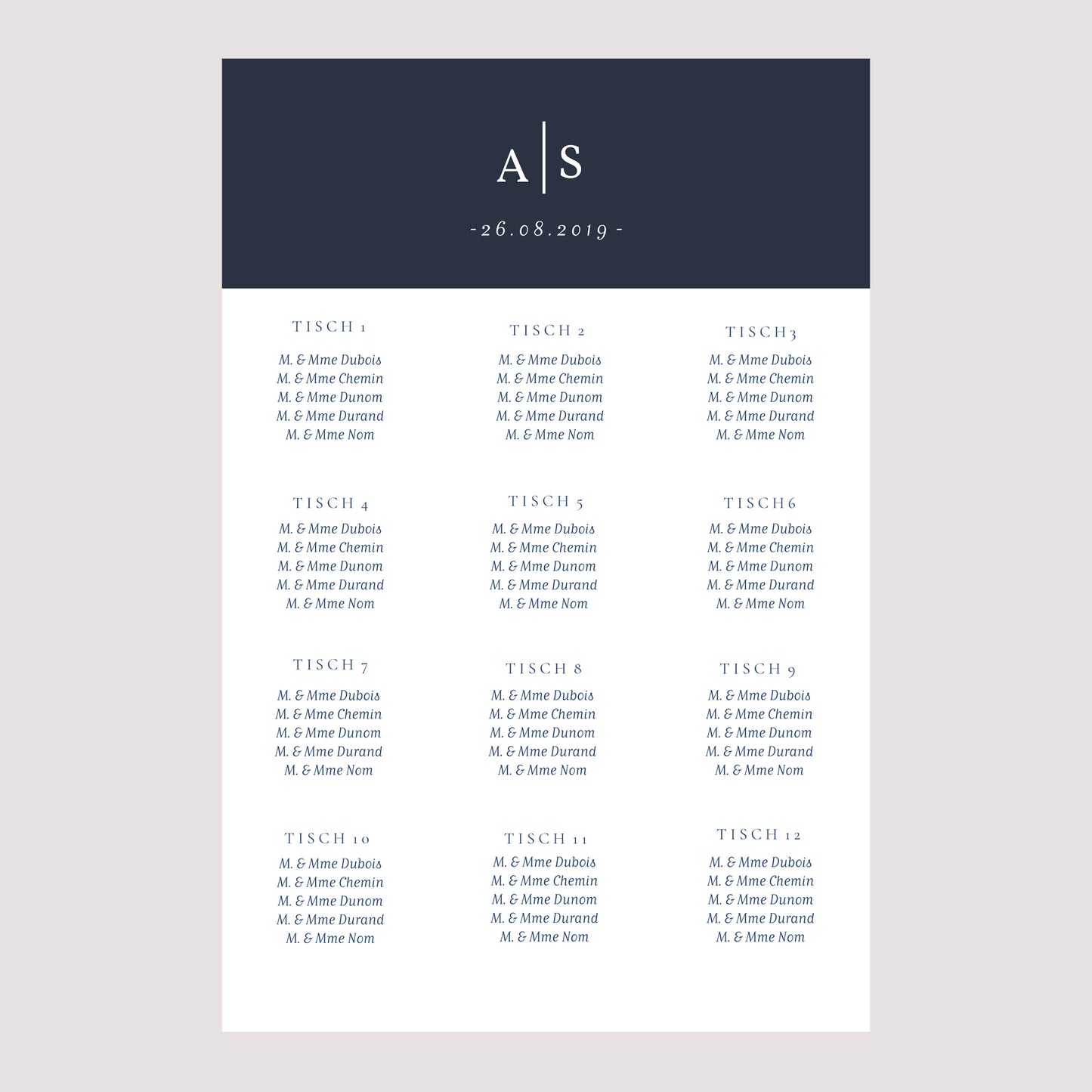 Sitzplan Hochzeit Porträt 60 x 90 cm Minimalistische Nuancen foto N° 2
