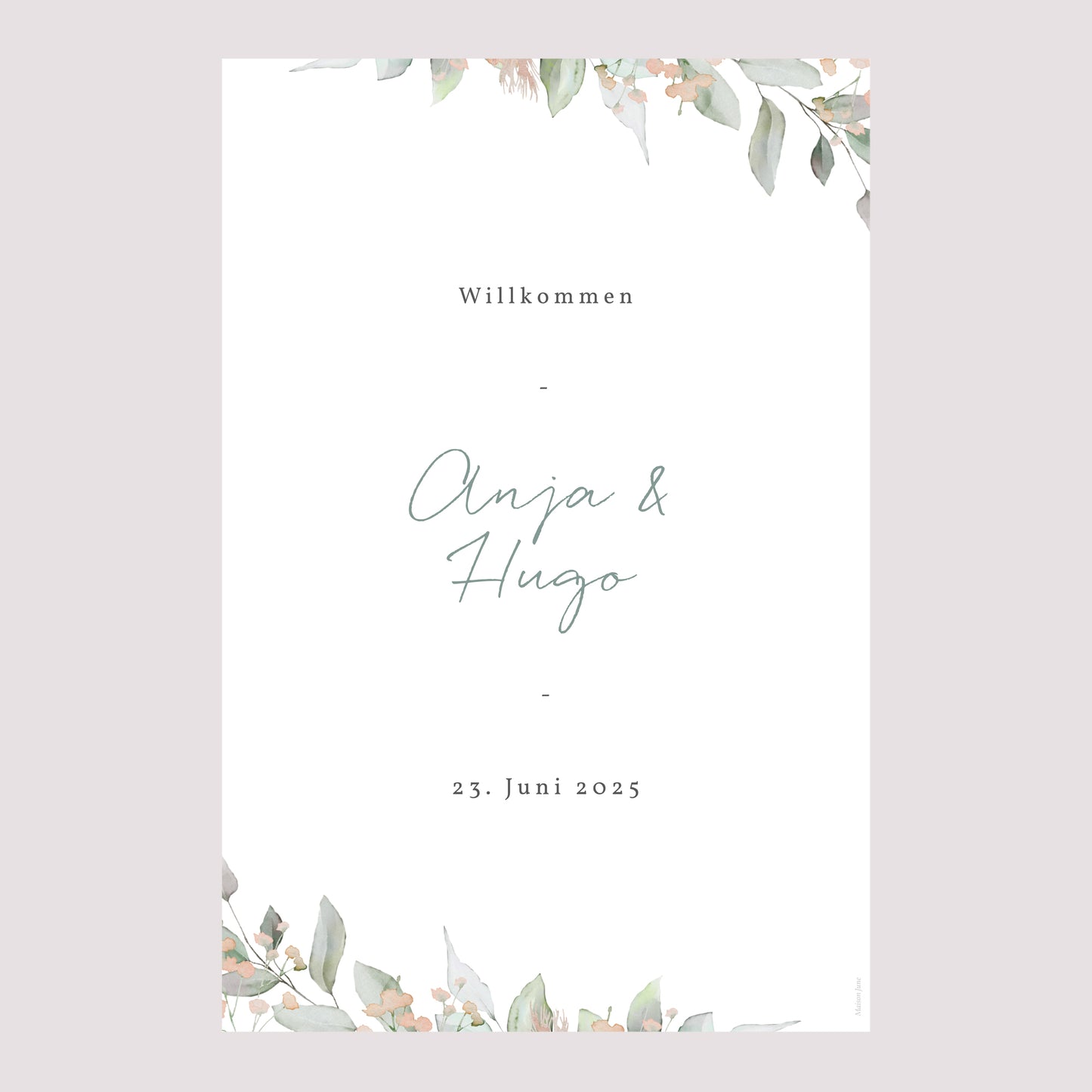 Begrüßungstafel Hochzeit Porträt 60 x 90 cm Floral pastell foto N° 2
