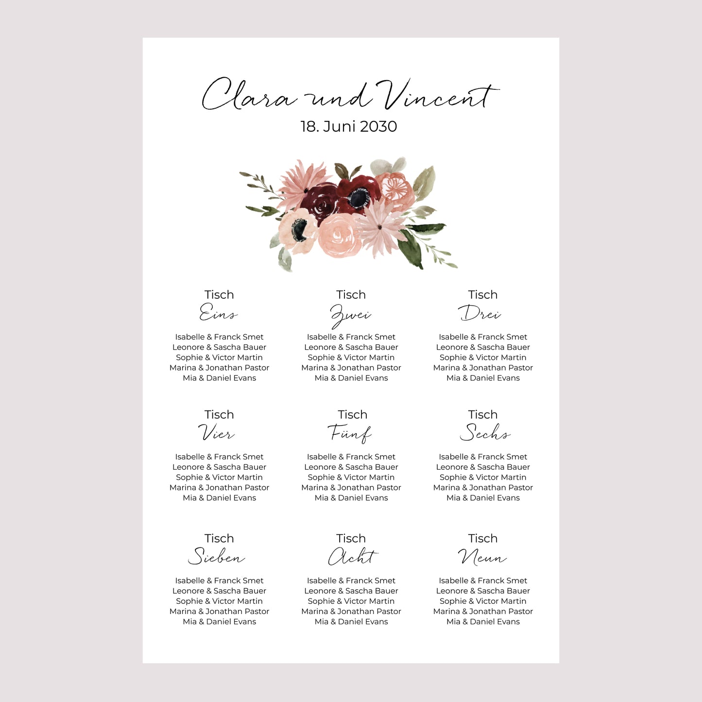 Sitzplan Hochzeit Porträt Blühender Marienkäfer foto N° 2