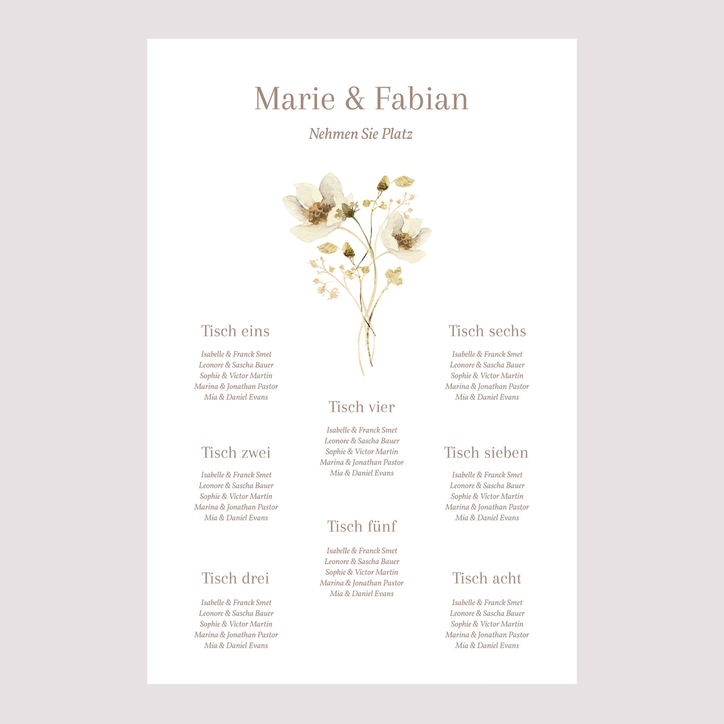 Sitzplan Hochzeit Porträt 60 x 90 cm Wildblumen III foto N° 2