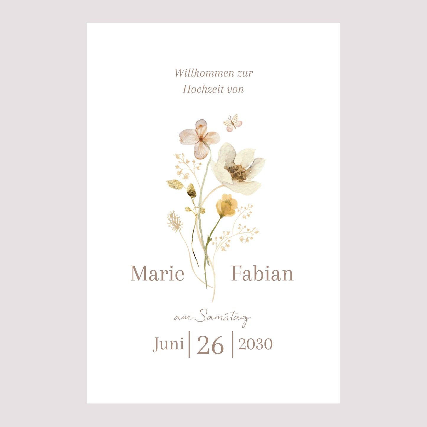 Begrüßungstafel Hochzeit Porträt 60 x 90 cm Wildblumen III foto N° 2