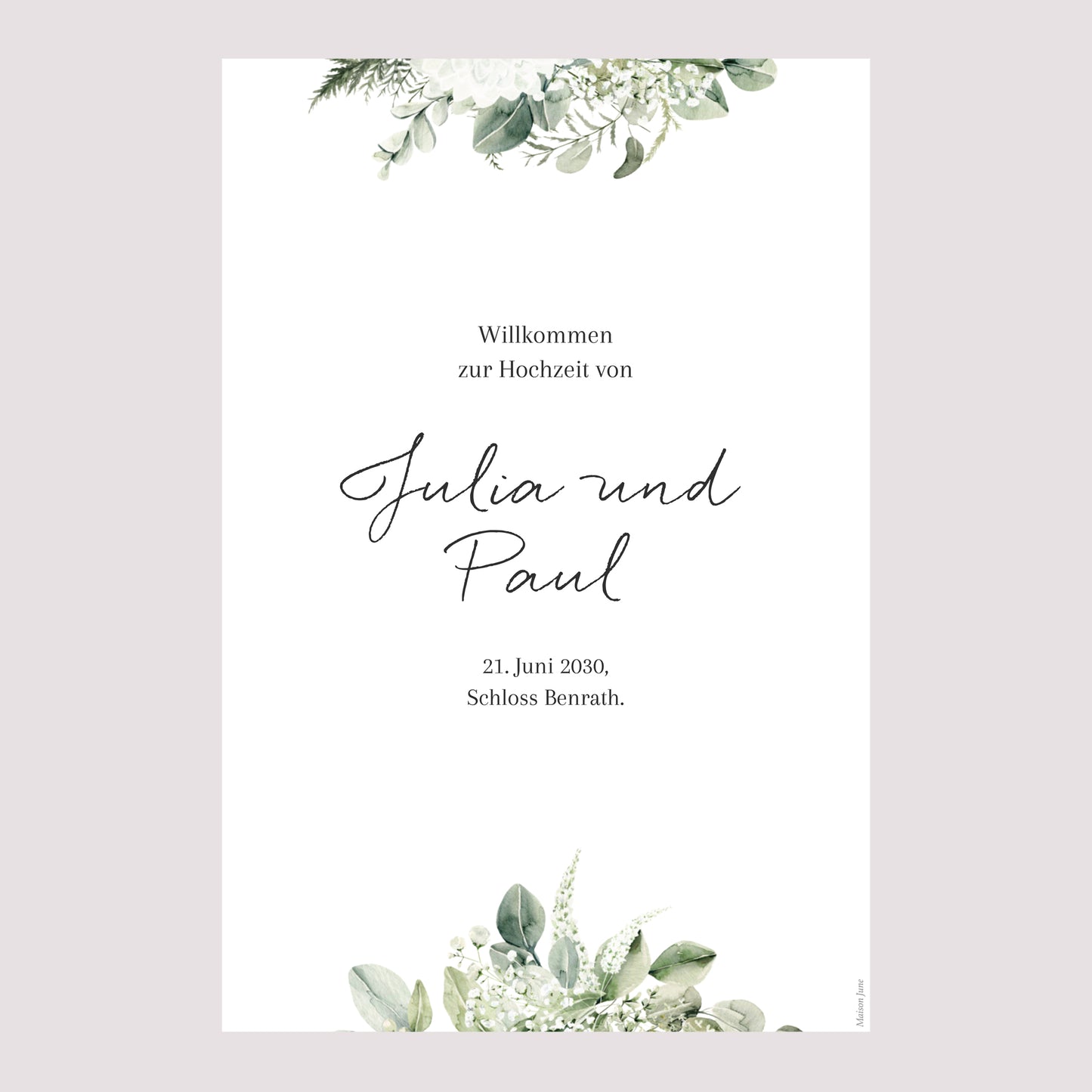 Begrüßungstafel Hochzeit Porträt 60 x 90 cm Natürlich Romantisch foto N° 2