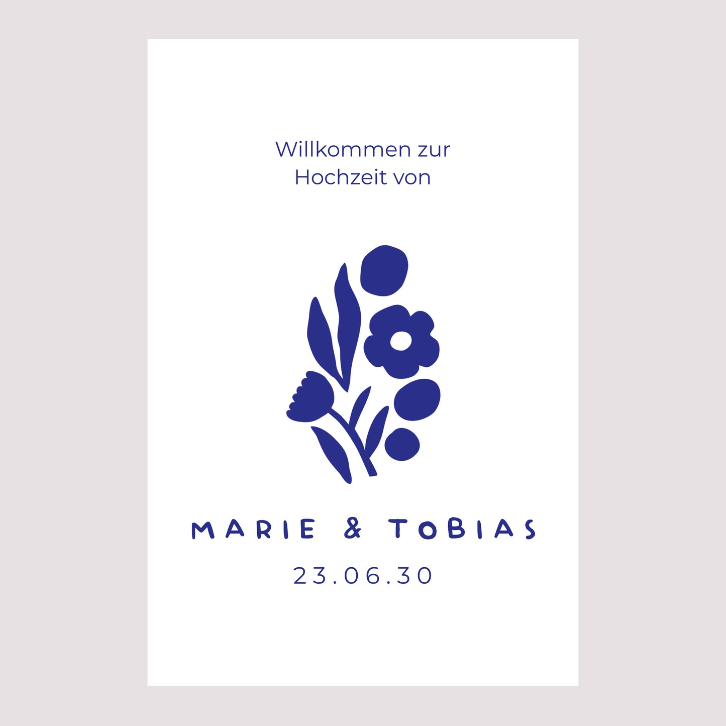 Begrüßungstafel Hochzeit Porträt 60 x 90 cm Blau Majorelle foto N° 2