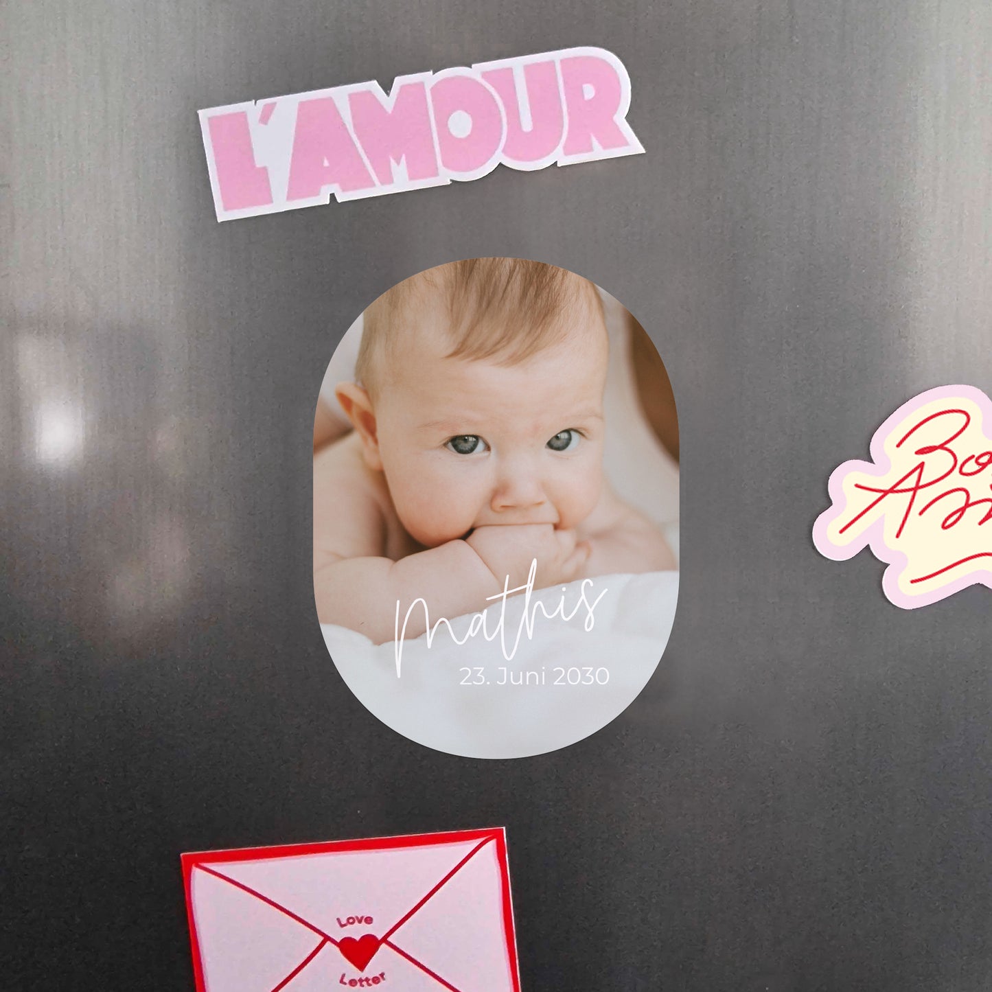 Geburtskarten 8er-Pack, magnetisch, oval single baby foto N° 4