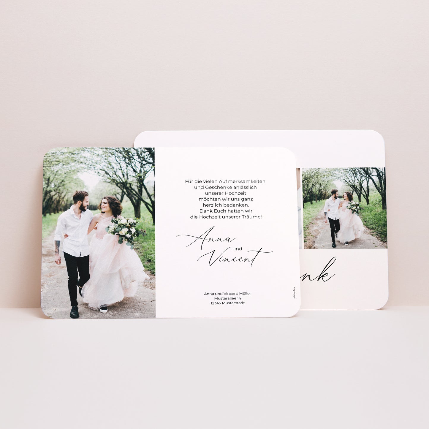 Dankeskarte Hochzeit Landschaft, abgerundete Ränder Tausend Dank foto N° 3
