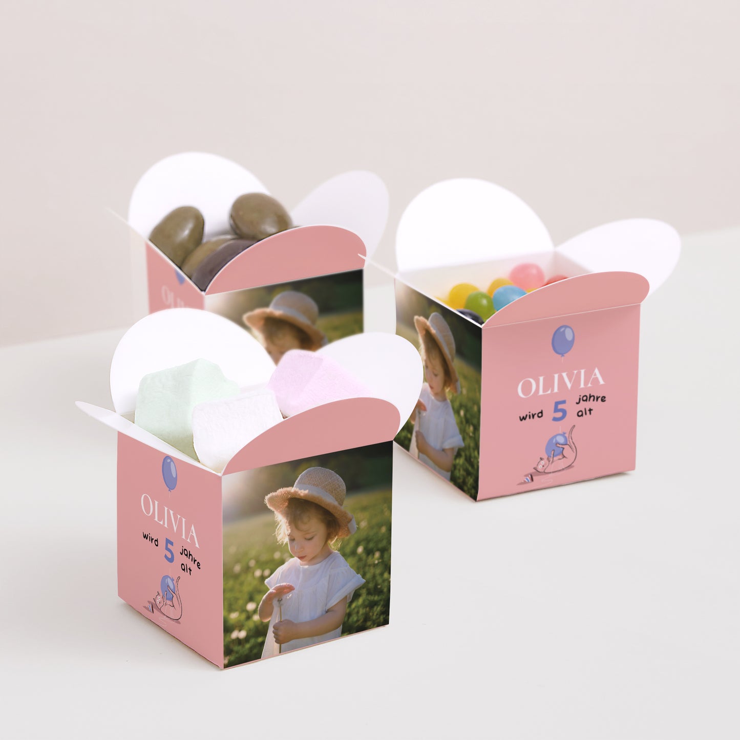 Mitgebsel-Box Kindergeburtstag Schmetterlingsöffnung Die rosa Katze foto N° 3