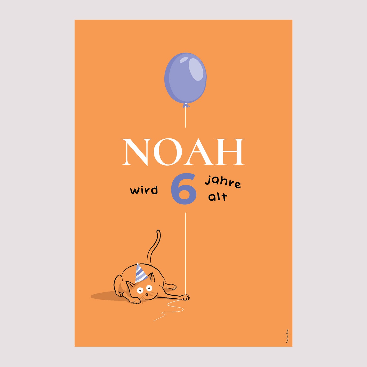 Begrüßungstafel Kindergeburtstag Porträt 60 x 90 cm Die orange Katze foto N° 2