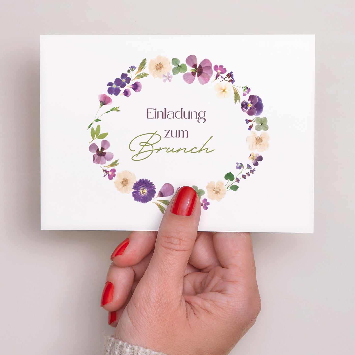 Einladungskarte Hochzeit Landschaft Blumenrunde foto N° 3