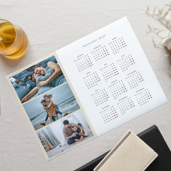 Kalender Weihnachten Einseitiges Landschaftslayou Das Jahr im Trio - beige foto