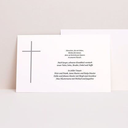 Trauerkarte Landschaft Graues Kreuz - Danksagung katholisch, protestantisch foto N° 1
