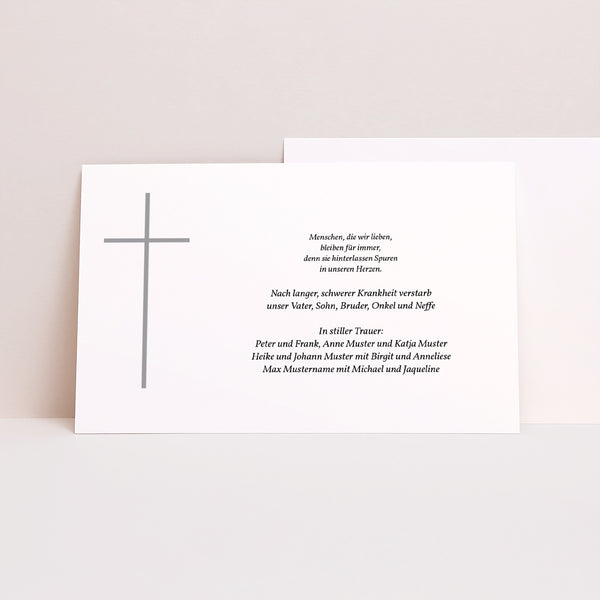 Trauerkarte Landschaft Graues Kreuz - Danksagung katholisch, protestantisch foto