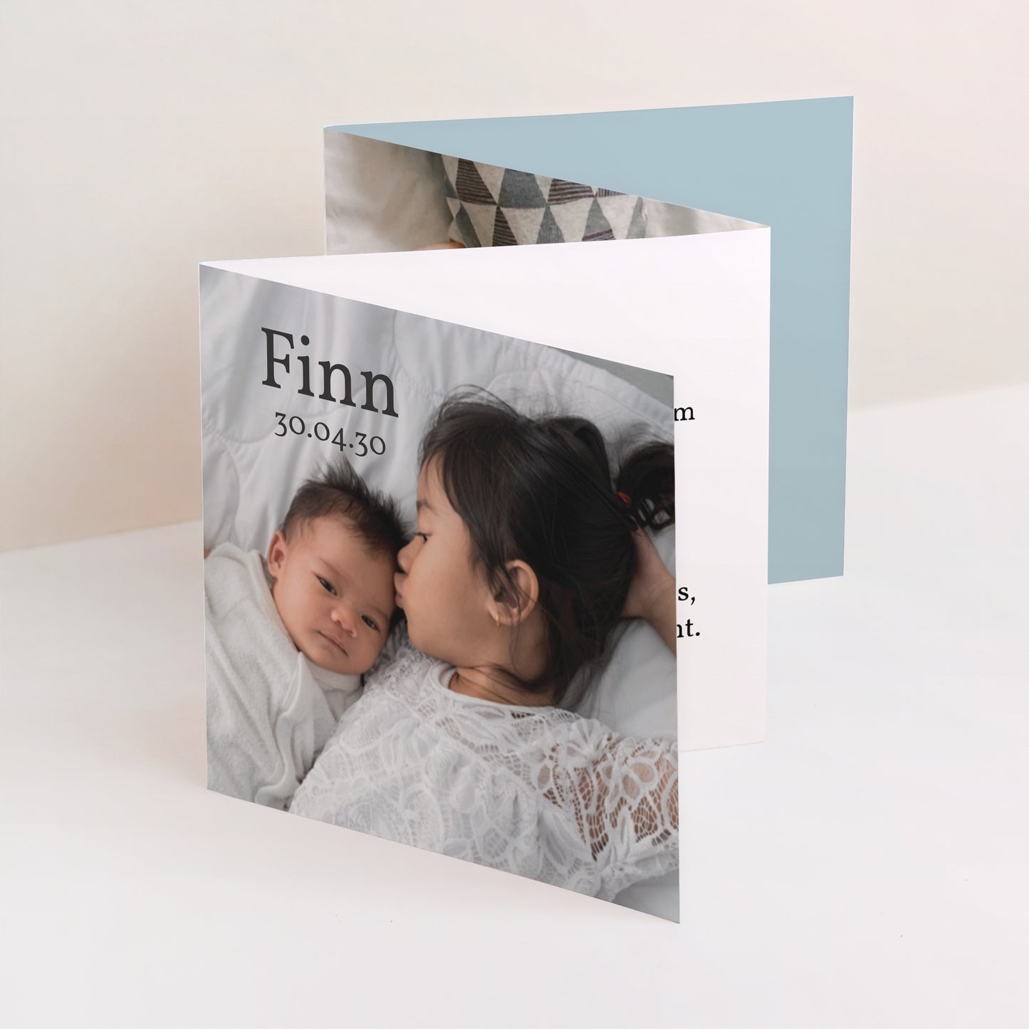 Geburtskarten Akkordeon Meine blaue Karte von Baby foto N° 1