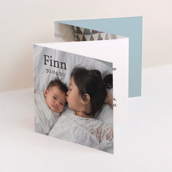 Geburtskarten Akkordeon Meine blaue Karte von Baby foto
