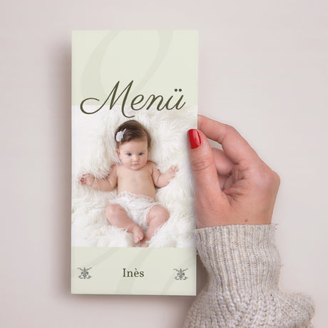 Menükarte Taufe Panoramatisches Porträt Zeremonie - Beige