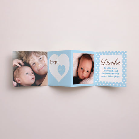 Dankeskarte Geburt Akkordeon Meine Geburt - Blau