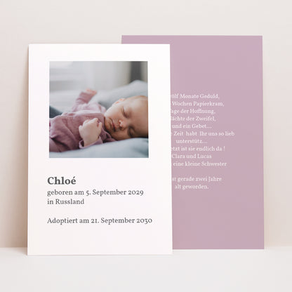 Geburtskarten PortraitPorträt Alles Schöne auf der Welt foto N° 1