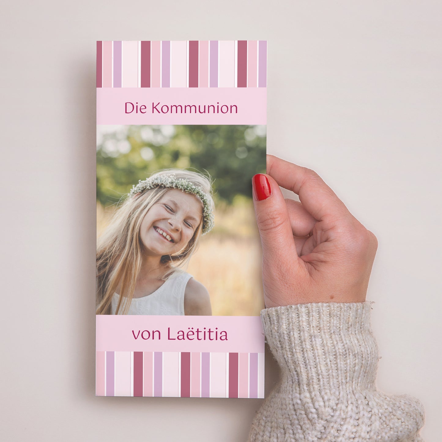 Menükarte Kommunion Panoramatisches Porträt Glaubensbekenntnis - Mädchen foto N° 2