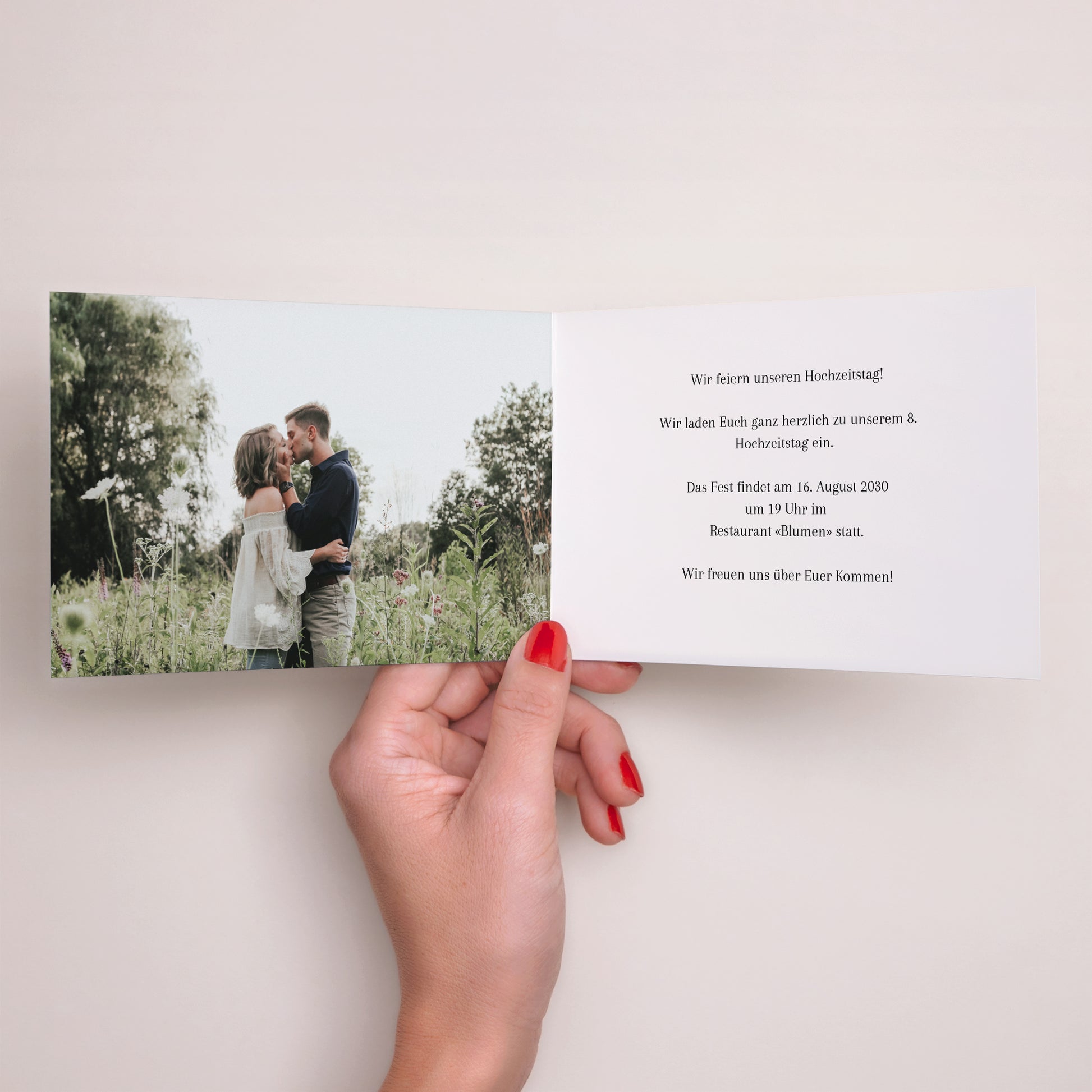 Einladungskarte Hochzeitstag Doppelflügel-Landschaft Mohnblumenhochzeit - 8 Jahre foto N° 2