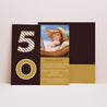 Beilegekarte Geburtstag Erwachsener Quadrat 50 Jahre - Gold und Schokolade foto N° 1