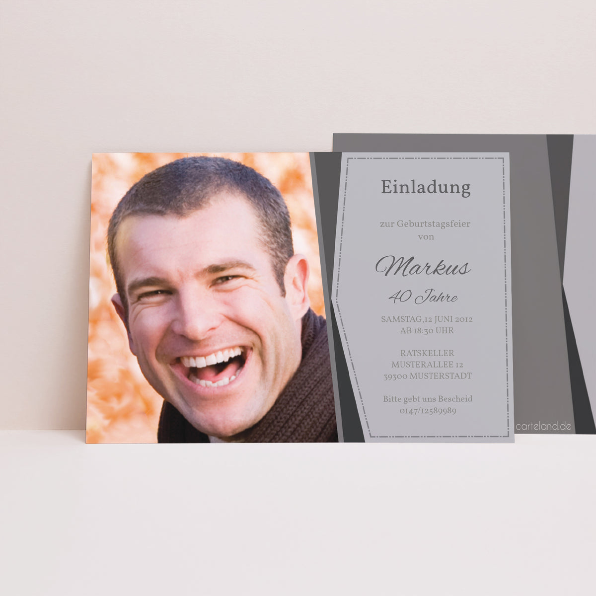 Beilegekarte Geburtstag Erwachsener Landschaft Rahmen aus Silber foto N° 1