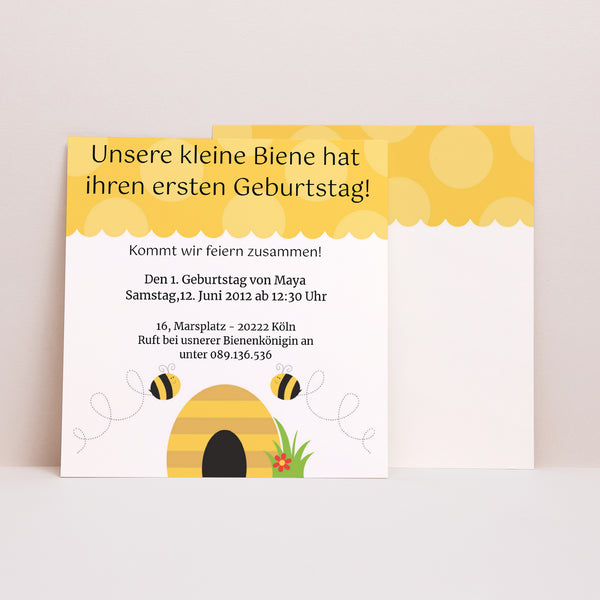 Beilegekarte Kindergeburtstag Quadrat Die schöne Biene foto