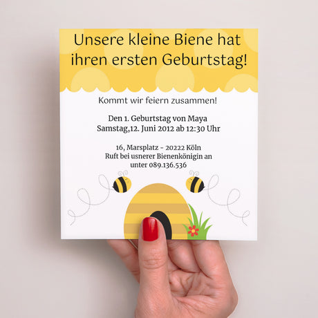 Beilegekarte Kindergeburtstag Quadrat Die schöne Biene