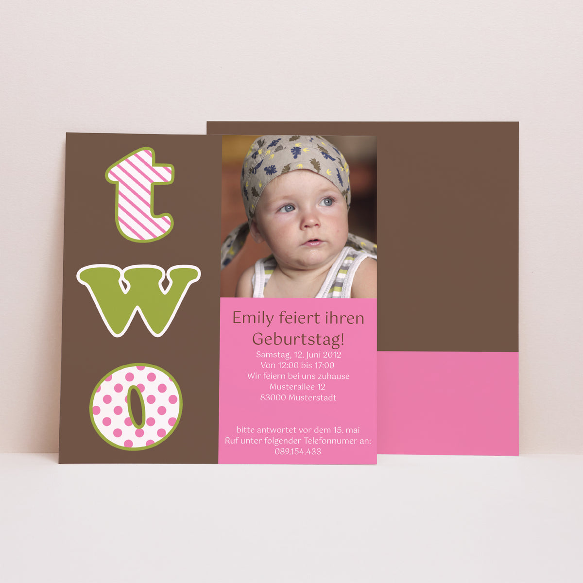 Beilegekarte Kindergeburtstag Quadrat 2 Jahre foto N° 1