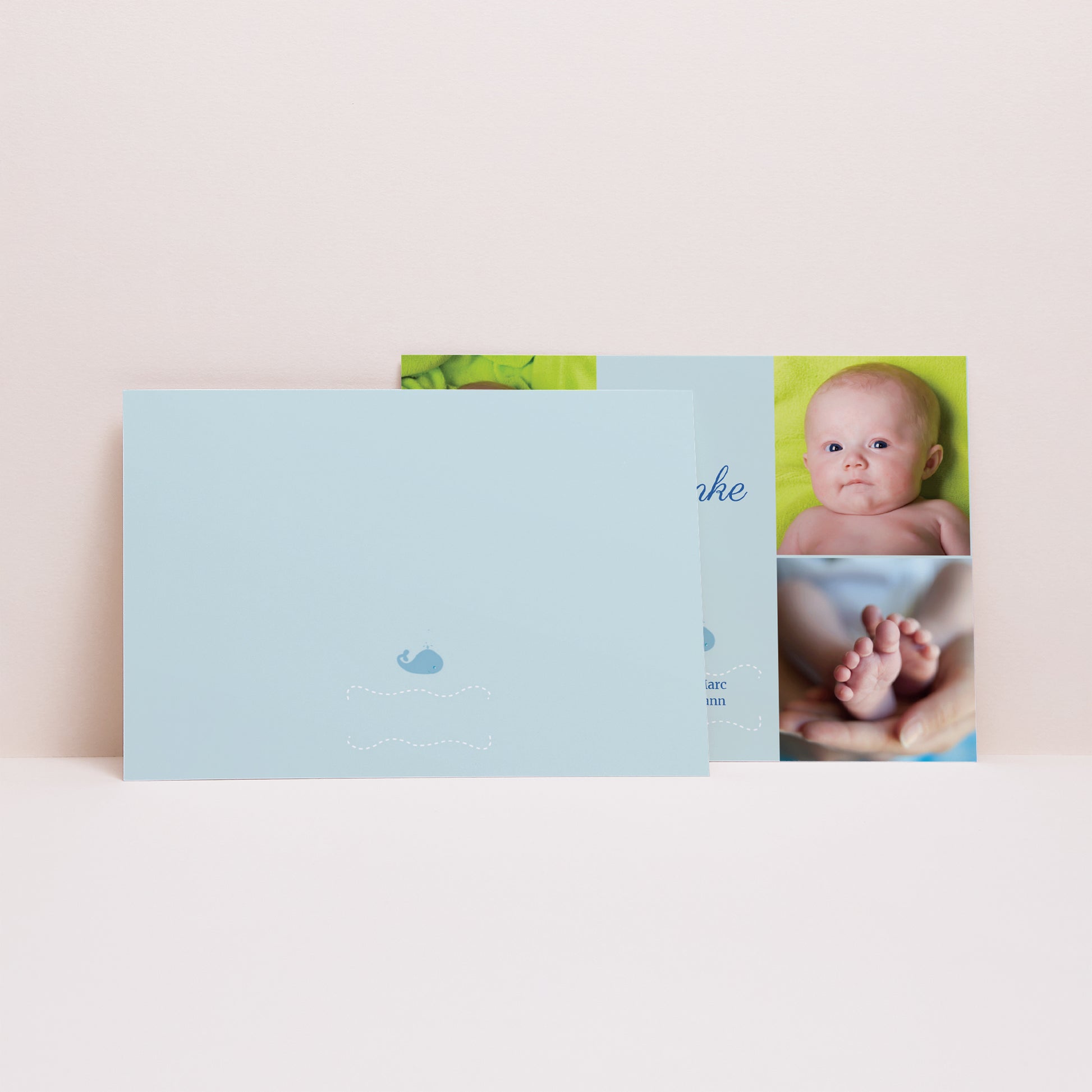 Dankeskarte Geburt Landschaft Baby Blauwal foto N° 2