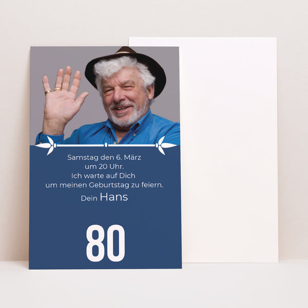 Beilegekarte Geburtstag Erwachsener PortraitPorträt 80 Jahre foto