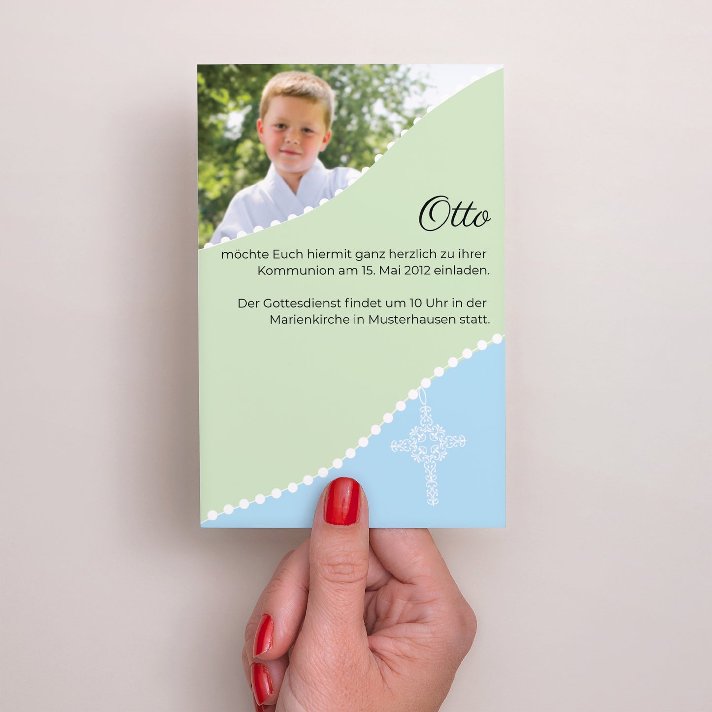 Einladungskarte Kommunion PortraitPorträt Weihe foto N° 2