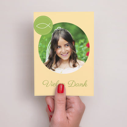Dankeskarte Kommunion Porträt Glaubensbekenntnis - Rose foto N° 2