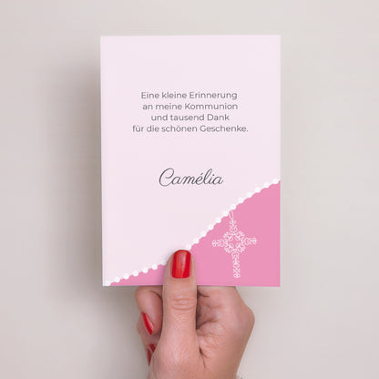 Dankeskarte Kommunion Porträt Heilige Kommunion - rosa foto N° 3