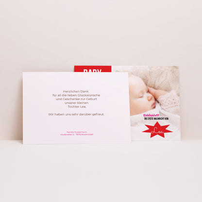 Dankeskarte Geburt Landschaft Hier ist Baby foto N° 2