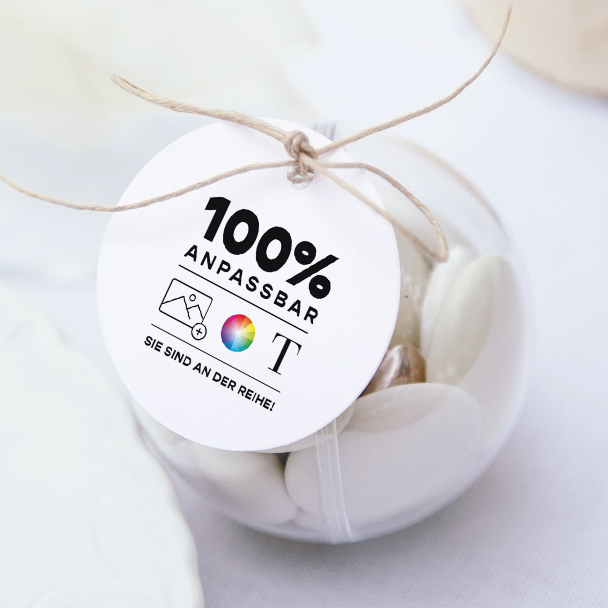 Geschenkbox Taufe Kugel mit runder Etikette Do It Yourself II foto N° 1