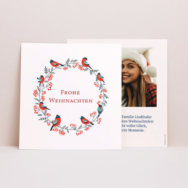 Weihnachtskarte Weihnachten Quadrat Weihnachtskranz II foto