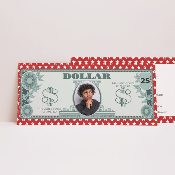 Einladungskarte Geburtstag Panoramische Landschaft Amerikanischer Dollar foto