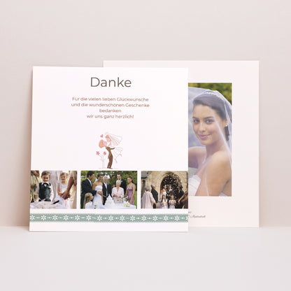 Dankeskarte Hochzeit Quadrat Es lebe das Brautpaar foto N° 1