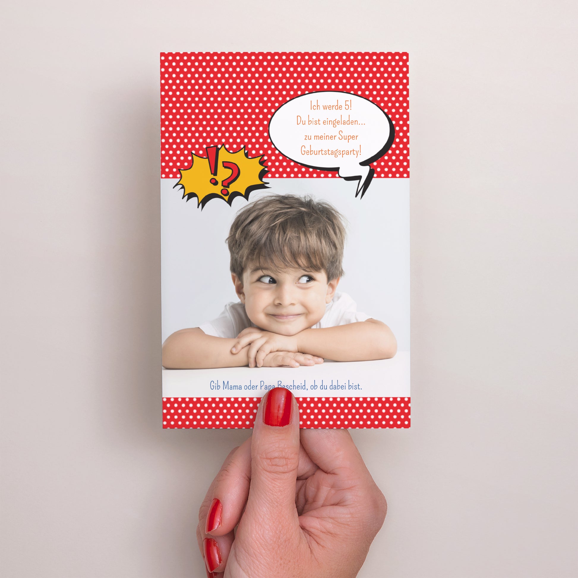 Einladungskarte Kindergeburtstag PortraitPorträt Superparty foto N° 2