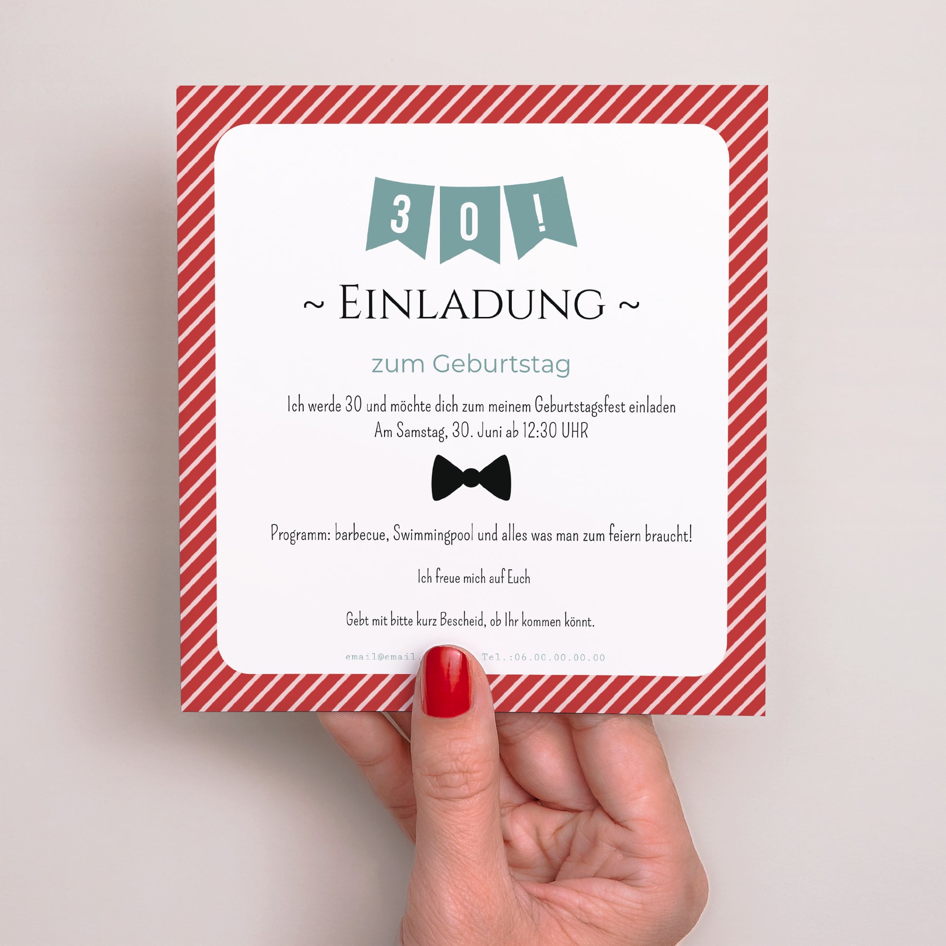Einladungskarte Geburtstag Quadrat Wimpel foto N° 2