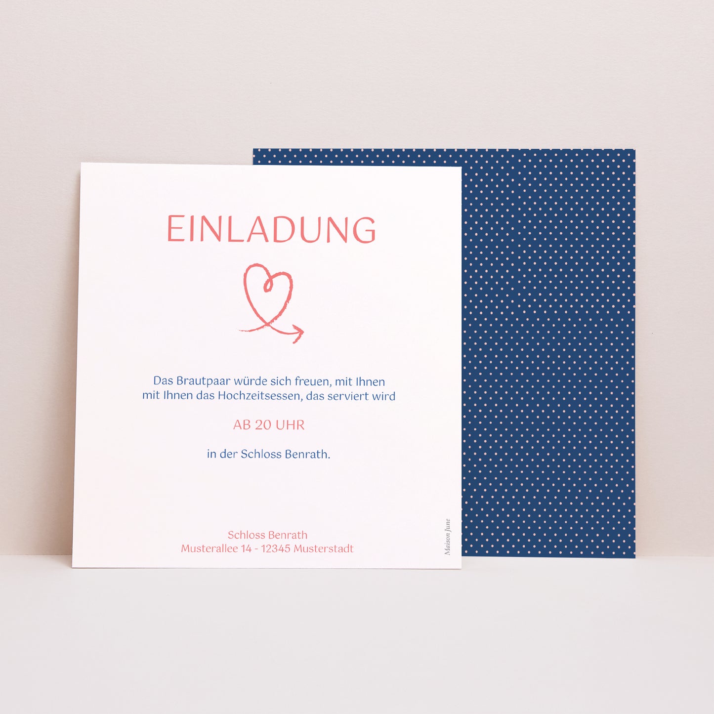 Beilegekarte Hochzeit Quadrat Rosa, Nachtblau foto N° 1