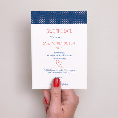 Save the date Karte Hochzeit Porträt Rosa, Nachtblau foto N° 2