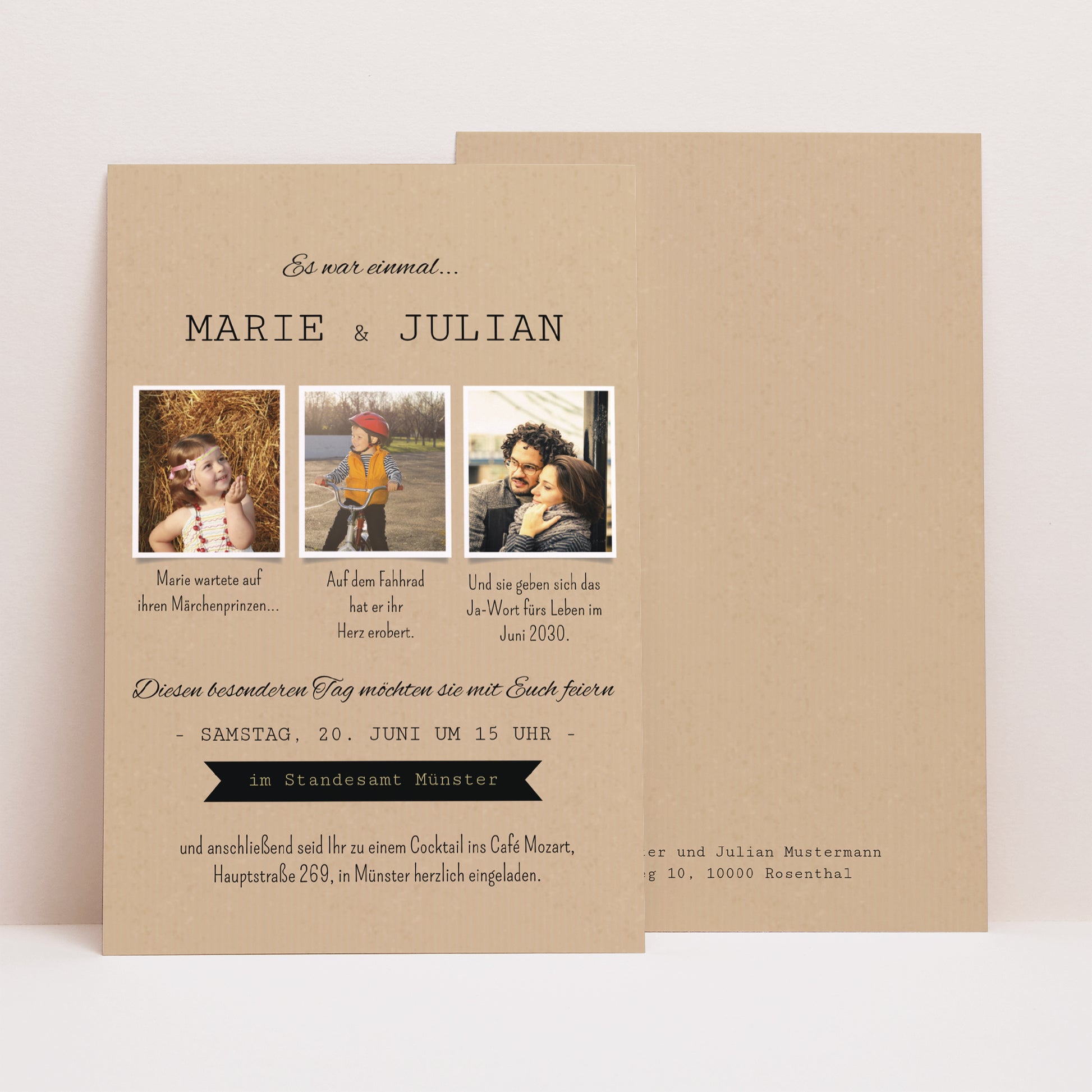 Hochzeitseinladung PortraitPorträt Unsere Geschichte foto N° 1