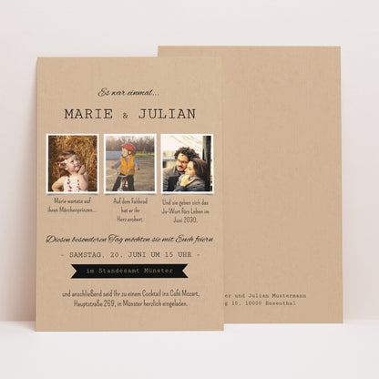 Hochzeitseinladung PortraitPorträt Unsere Geschichte foto N° 1