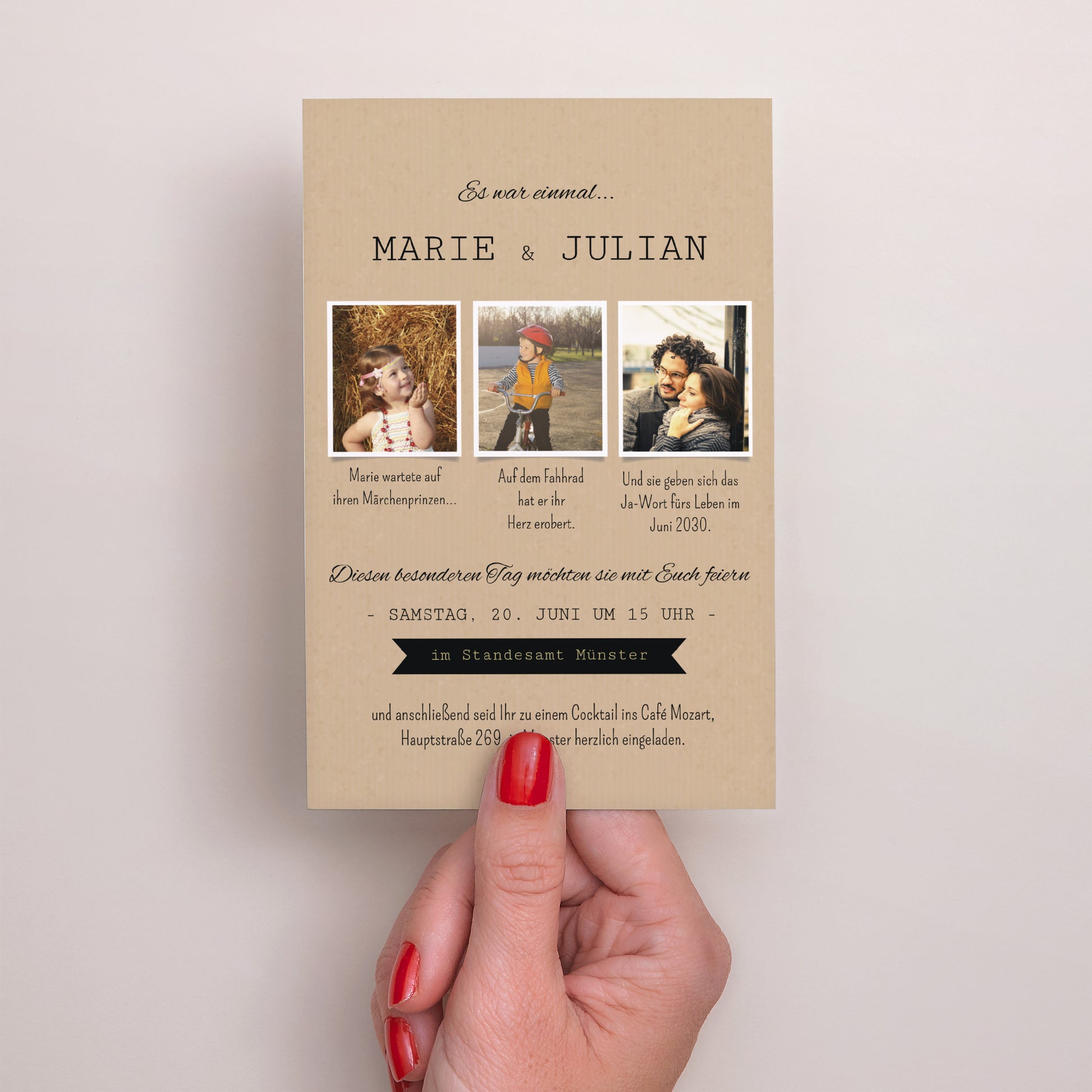 Hochzeitseinladung PortraitPorträt Unsere Geschichte foto N° 2