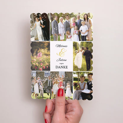 Dankeskarte Hochzeit Porträt, Keksränder De Bon Ton foto N° 2