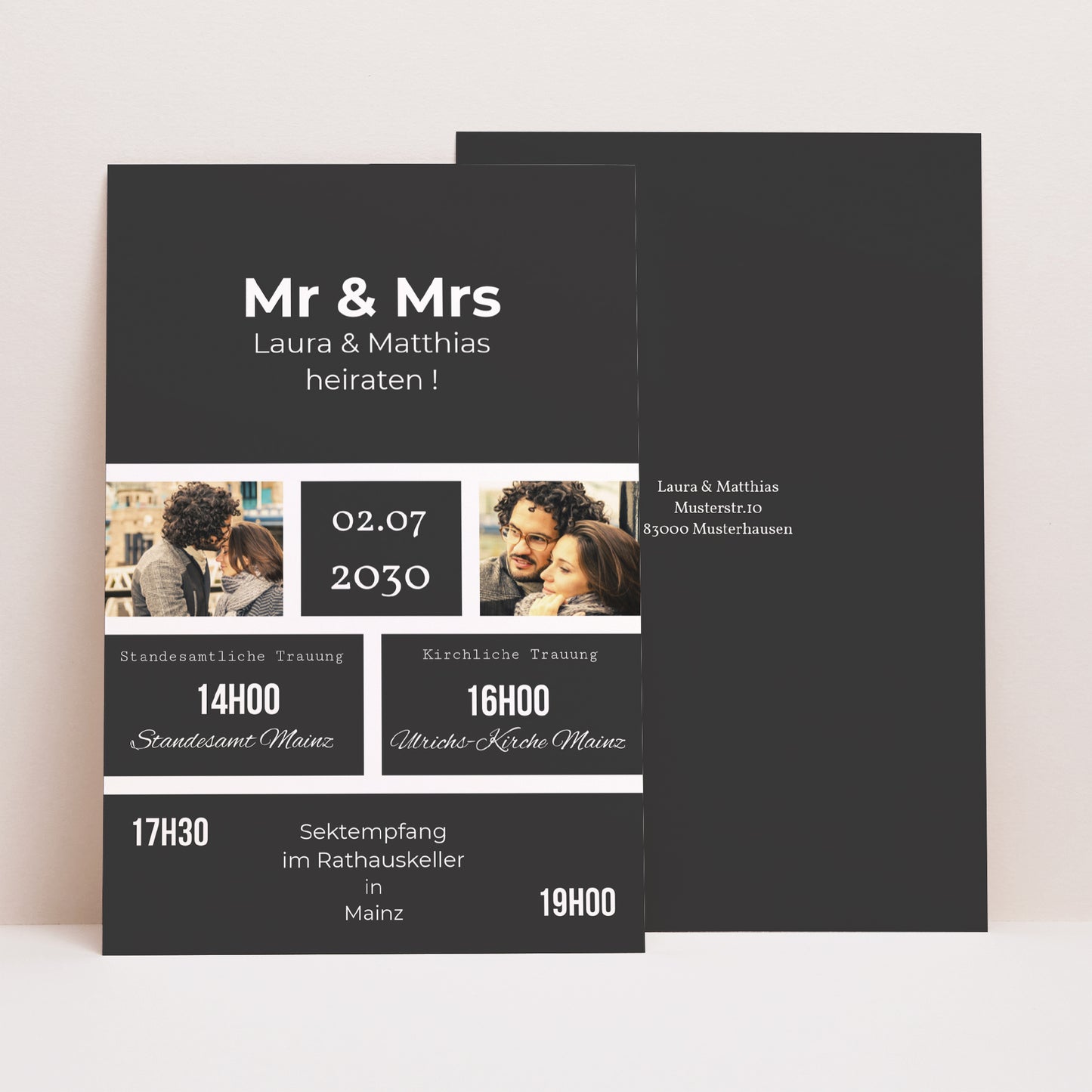 Hochzeitseinladung PortraitPorträt Mr & Mrs foto N° 1