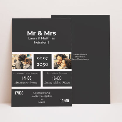 Hochzeitseinladung PortraitPorträt Mr & Mrs foto N° 1